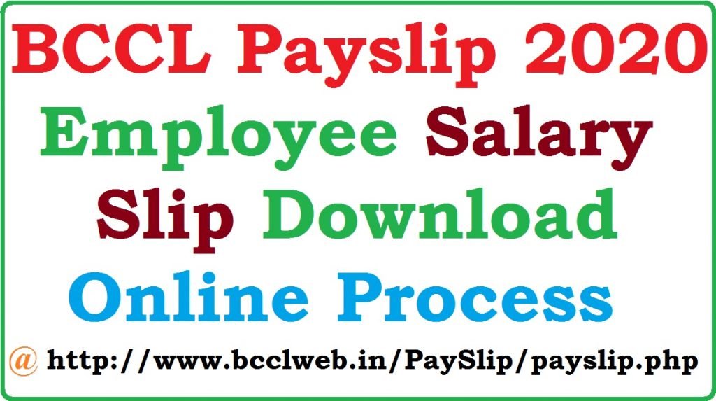 BCCL Payslip 2020 Employee Salary Slip check online bcclweb.in