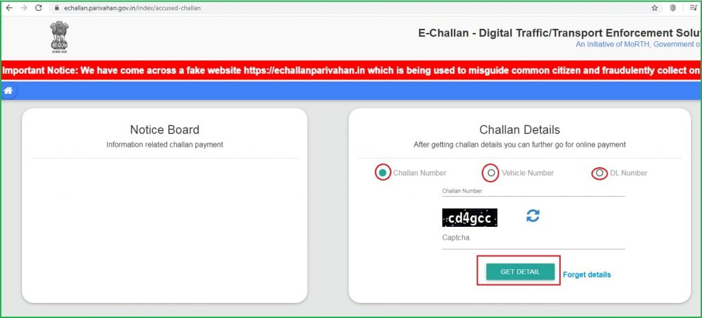 delhi traffic police challan online payment