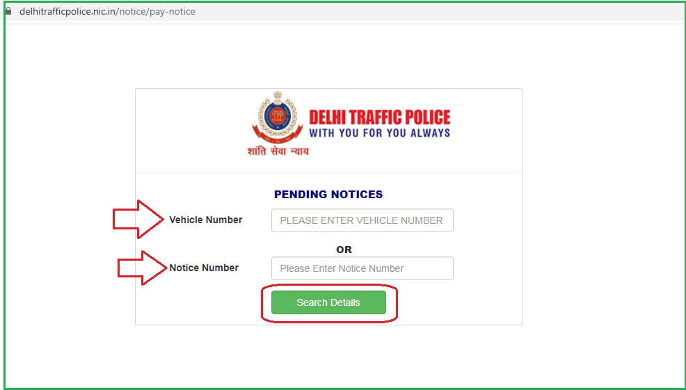 delhi traffic police challan payment online