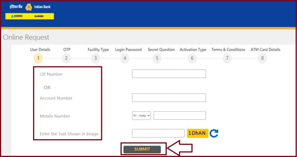indian bank net banking login registration