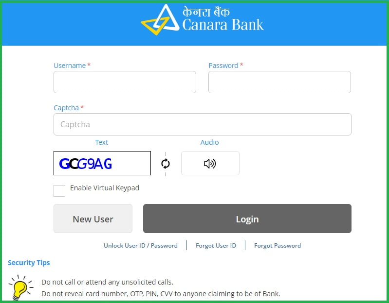 Canara Bank Net Banking Login, Registration at Canarabank.in