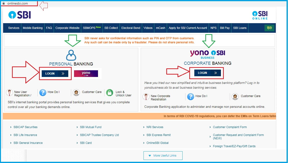 Onlinesbi Personal Banking Login at Onlinesbi.sbi