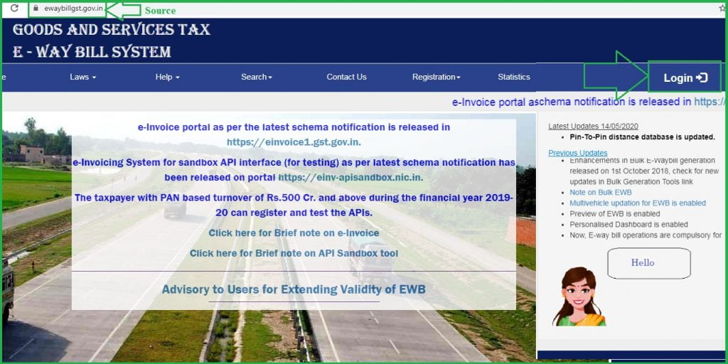 Eway Bill Login Eway Bill Generation At Ewaybillgst gov in login aspx