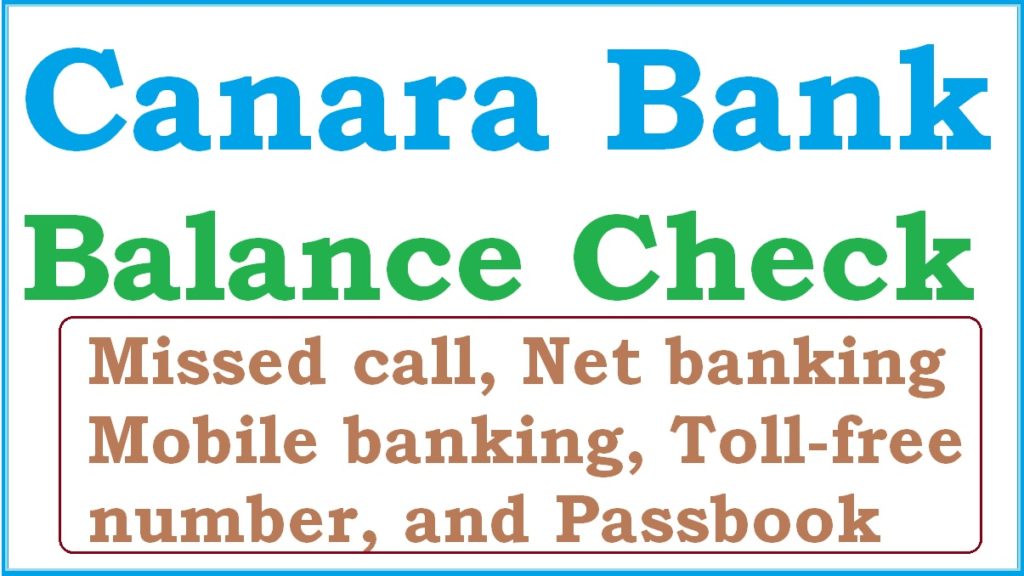 Canara Bank Balance Check