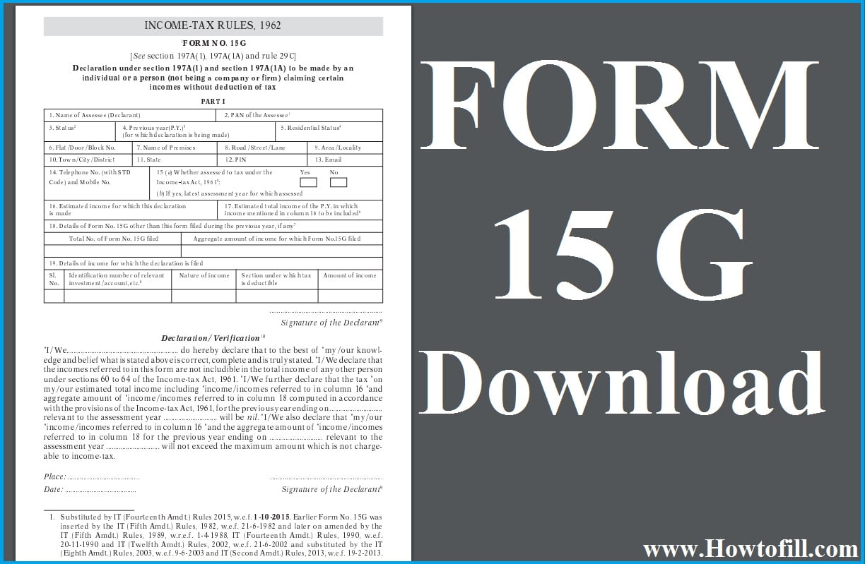 How to Download Form 15G Online PDF and How to fill Form 15G Online
