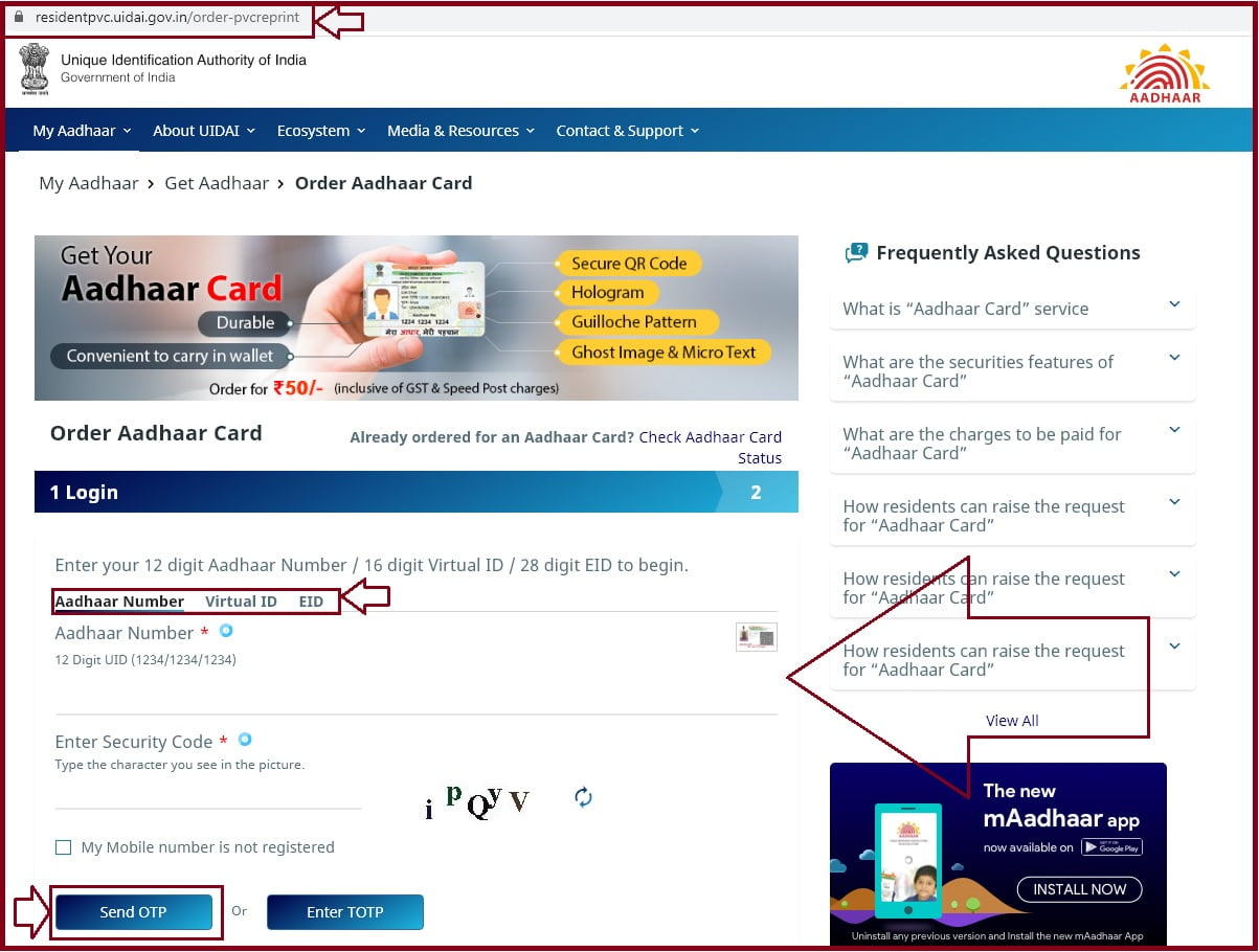 Aadhaar Pvc Card Plastic Aadhar Card Order Status