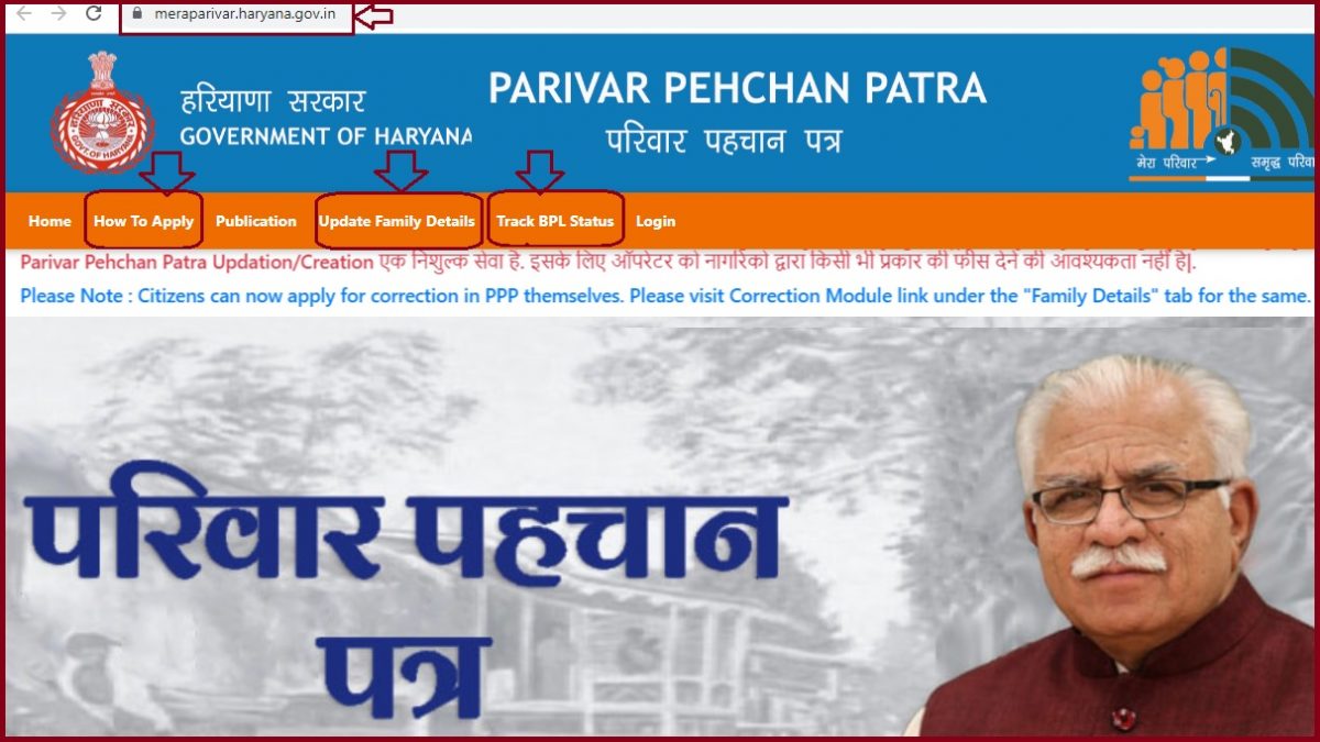 Parivar Pehchan Patra Family Id Haryana At Meraparivar Haryana Gov In