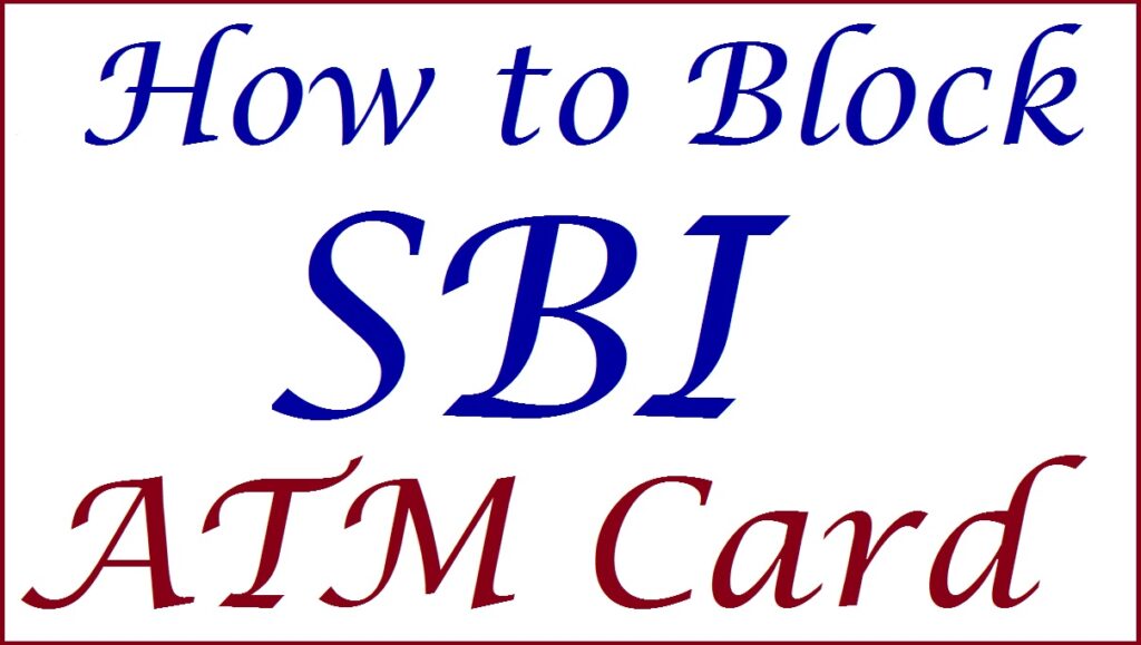 How to Block SBI ATM Card