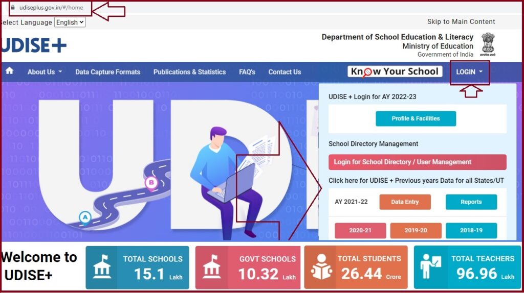 UDISE Plus 2023 Portal, UDISE + School Login, Data Entry