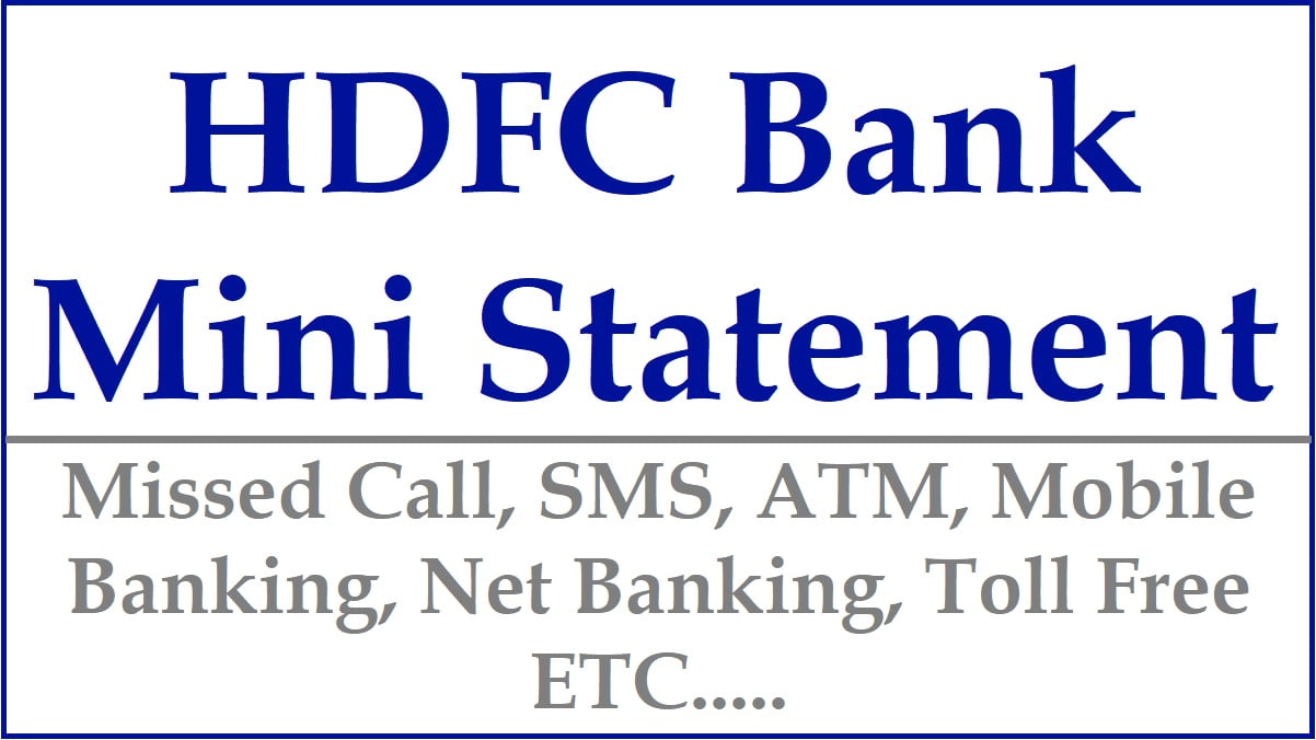 hdfc bank mini statement number