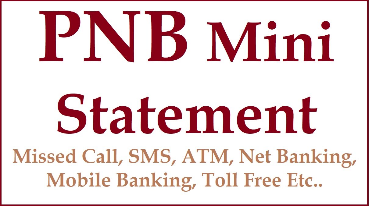 pnb mini statement number toll free