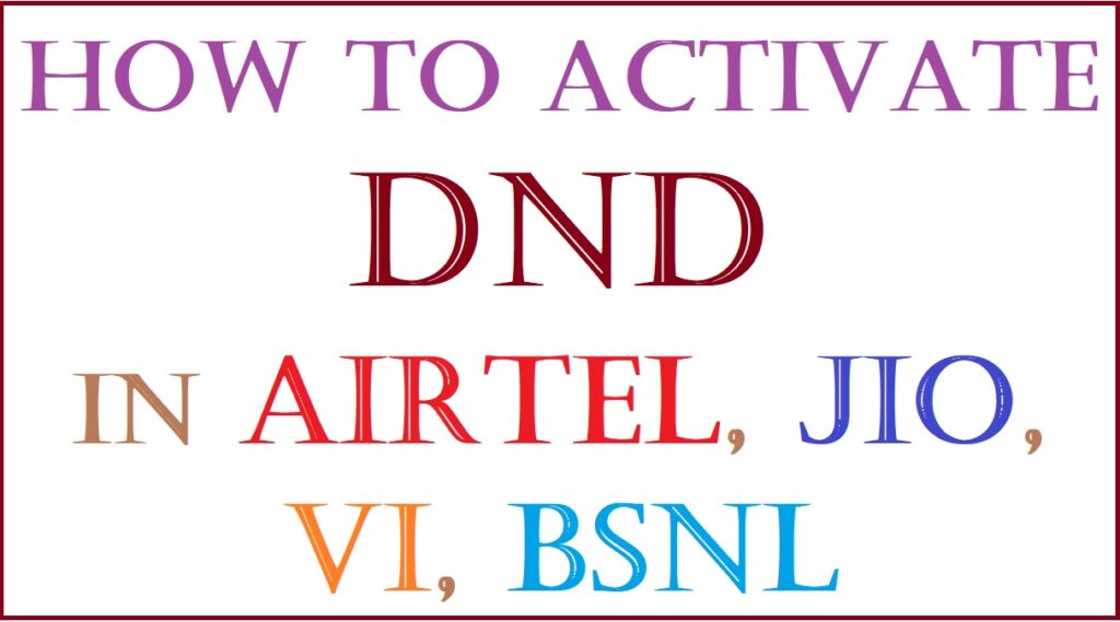 activate dnd in airtel, jio, vi, bsnl