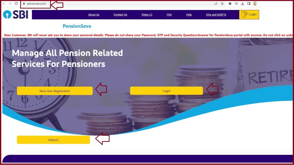sbi pension seva portal, registration, login pensionseva sbi